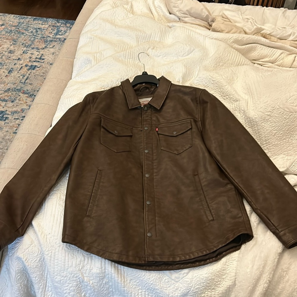 Levi's Brown Leather Shirt Jacket